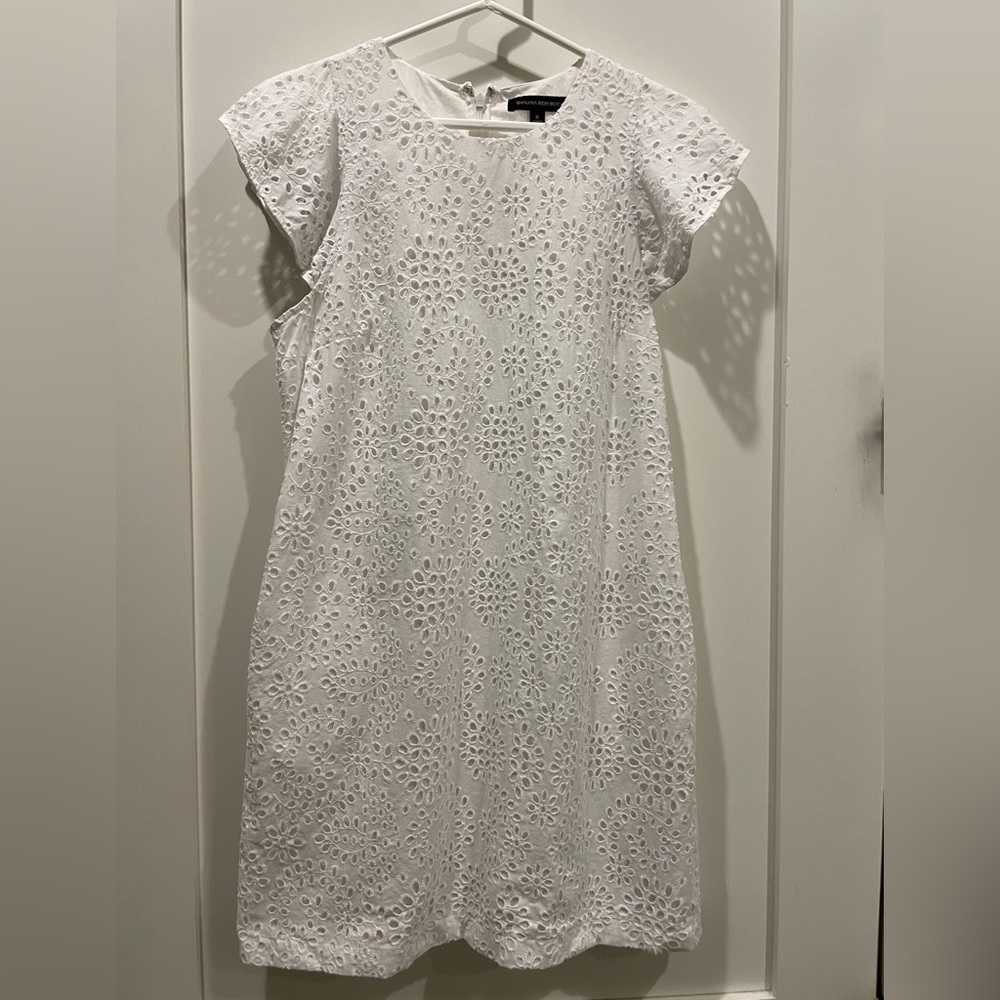 Banana Republic White Eyelet Dress 8